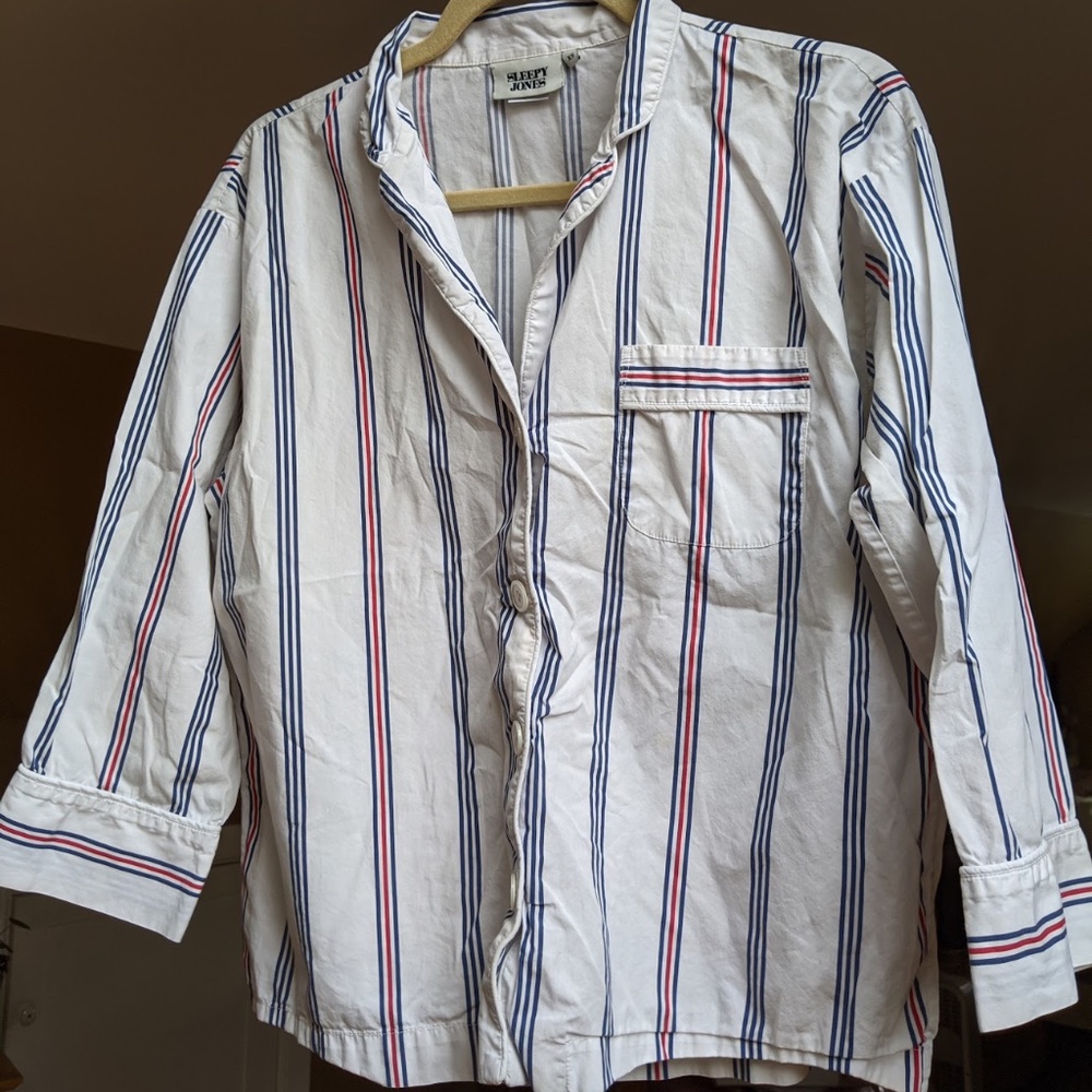 Sleepy Jones striped pajama style shirt